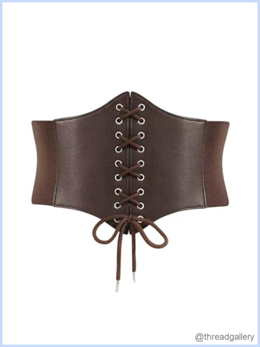 Womens Wide Elastic Lace-Up Corset Belt PU Leather Waist Cinch for Dresses